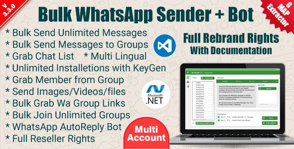 WaSender Bulk WhatsApp Sender + Group Sender + WhatsApp Auto Reply Bot (V3.3.0)