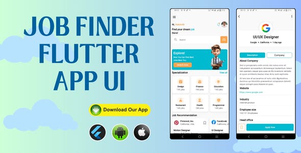 Flutter JobFinder UI Kit: Build Modern & Efficient Job Search Apps