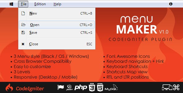 Menu Maker - Codeigniter Plugin